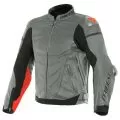 DAINESE Мотокуртка кожаная SUPER RACE, Размер: 56, Цвет: Charcoal-Gray/Ch.-Gray/Fluo-Red