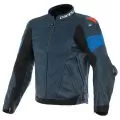 DAINESE Мотокуртка кожаная SUPER RACE, Размер: 50, Цвет: Black-Iris/Light-Blue/Fluo-Red