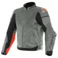 DAINESE Мотокуртка кожаная SUPER RACE PERF, Размер: 54, Цвет: Charcoal-Gray/Ch.-Gray/Fluo-Red