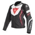 DAINESE Мотокуртка кожаная AVRO 4, Размер: 50, Цвет: Black-Matt/White/Fluo-Red