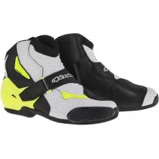 ALPINESTARS Мотоботы SMX-1 R VENTED, Размер: 40, Цвет: Black/White/Yellow Fluorescent