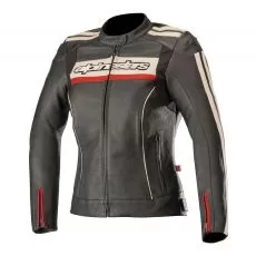 ALPINESTARS Мотокуртка кожаная DYNO V2 женская, Размер: 42, Цвет: Black/Stone/Red