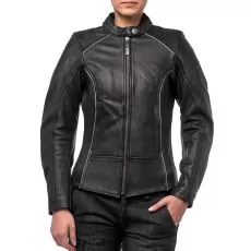 MOTEQ Мотокуртка кожаная Mira женская, Размер: XXS, Цвет: Чeрный