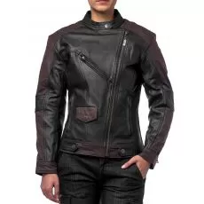 MOTEQ Мотокуртка кожаная Teacher WAX женская, Размер: XS, Цвет: черный/коричневый