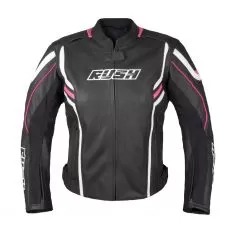 RUSH Мотокуртка кожаная FIDELIA женская, Размер: M, Цвет: Черный/Белый/Розовый