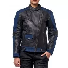 MOTEQ Мотокуртка кожаная Teacher женская, Размер: XL, Цвет: черный/синий