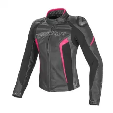 DAINESE Мотокуртка кожаная RACING D1 женская, Размер: 46, Цвет: Black/White/Anthracite