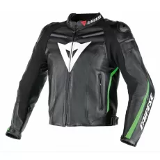 DAINESE Мотокуртка кожаная Super Fast Estivo, Размер: 60, Цвет: black/green