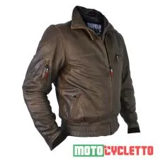 MOTOCYCLETTO Мотокуртка кожаная TOPGUN, Размер: S, Цвет: коричневый