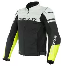 DAINESE Мотокуртка кожаная AGILE, Размер: 52, Цвет: Matt Black/White/Fluorescent Yellow