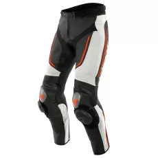 DAINESE Мотоштаны кожаные ALPHA PERF., Размер: 56, Цвет: White/Black/Fluo-Red