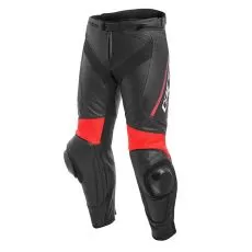DAINESE Мотоштаны кожаные DELTA 3, Размер: 54, Цвет: Black/Black/Fluo-Red