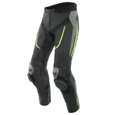 DAINESE Мотоштаны кожаные ALPHA PERF., Размер: 50, Цвет: Black/Matt-Gray/Fluo-Yellow