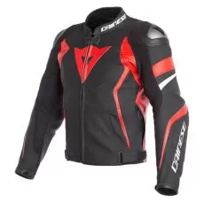 DAINESE Мотокуртка кожаная AVRO 4, Размер: 44, Цвет: Black-Matt/Lava-Red/White