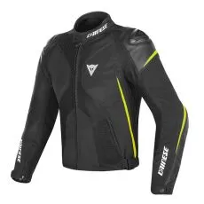 DAINESE Мотокуртка кожаная SUPER RIDER D-DRY, Размер: 46, Цвет: Black/Black/Fluo-Yellow