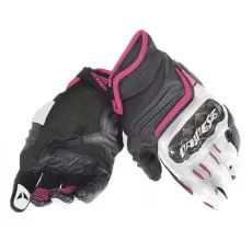 DAINESE Мотоперчатки CARBON D1 SHORT женские, Размер: XS, Цвет: black/white/ fucsia