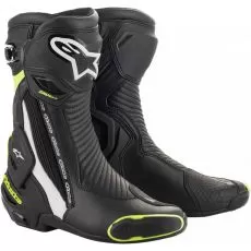 ALPINESTARS Мотоботы SMX PLUS v2, Размер: 41, Цвет: Black/White/Yellow Fluorescent