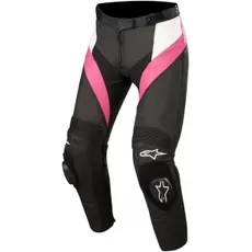 ALPINESTARS Мотоштаны кожаные MISSILE женские, Размер: 48, Цвет: Black/White/Fuchsia
