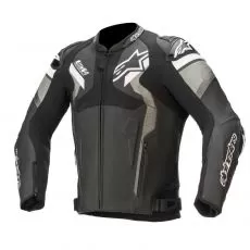 ALPINESTARS Мотокуртка кожаная ATEM V4, Размер: 52, Цвет: BLACK-GREY-WHITE