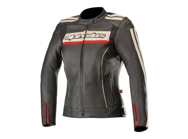 ALPINESTARS Мотокуртка кожаная DYNO V2 женская, Размер: 44, Цвет: Black/Stone/Red