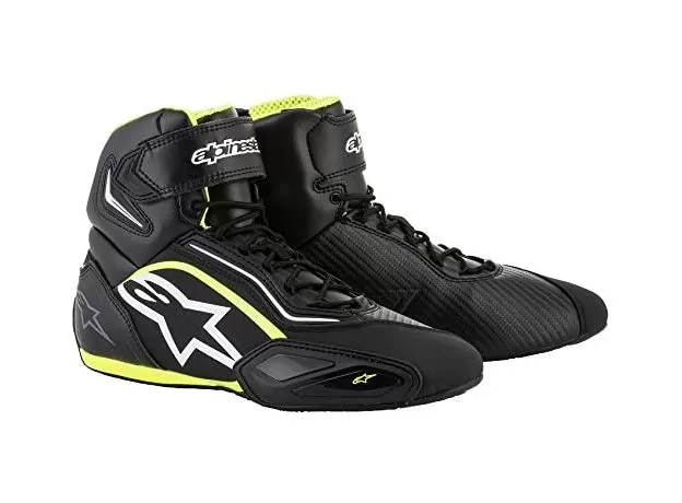 ALPINESTARS Мотоботы FASTER 2, Размер: 9, Цвет: Black/White/Yellow Fluorescent