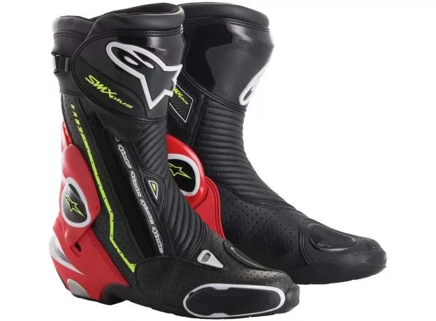 ALPINESTARS Мотоботы SMX PLUS, Размер: 40, Цвет: Black/Red Fluorescent/White/Yellow Fluorescent