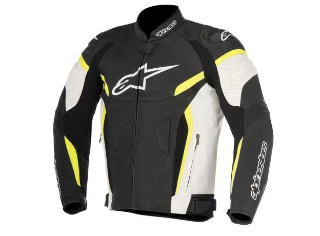 ALPINESTARS Мотокуртка кожаная GP PLUS R V2 AIRFLOW, Размер: 48, Цвет: Black/White/Yellow Fluorescent