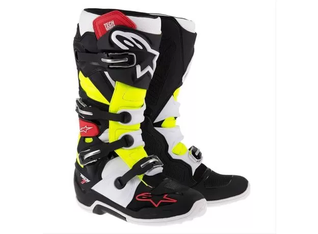ALPINESTARS Мотоботы TECH 7, Размер: 12, Цвет: White/Black/Yellow