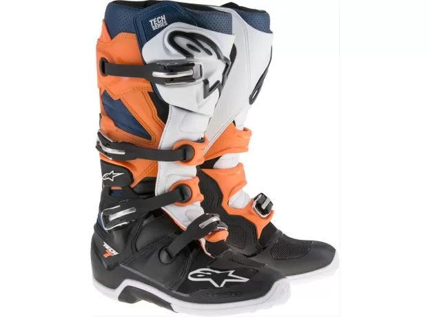 ALPINESTARS Мотоботы TECH 7, Размер: 11, Цвет: Black/Orange/Blue/White