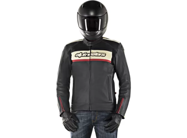 ALPINESTARS Мотокуртка кожаная DYNO V2, Размер: 52, Цвет: Black/Stone/Red