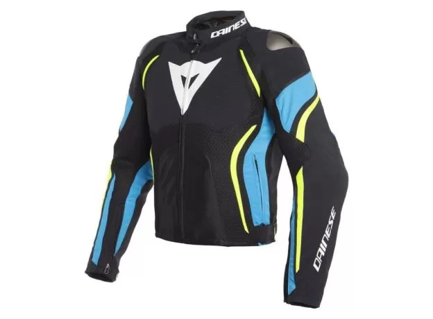 DAINESE Мотокуртка ESTREMA AIR, Размер: 46, Цвет: Black/Fire-Blue/Fluo-Yellow