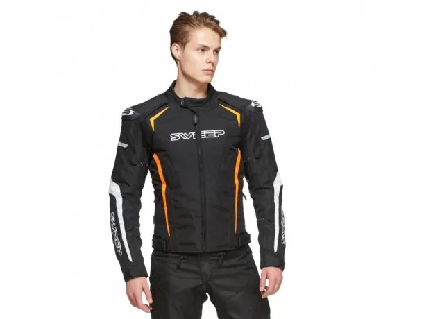 SWEEP Мотокуртка Chicane Waterproof, Размер: XS, Цвет: Черно-Бело-Оранжевый