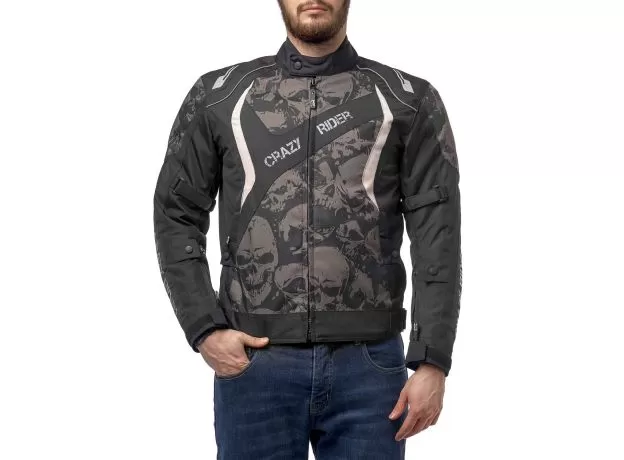 MOTEQ Мотокуртка SKULL, Размер: 3XL, Цвет: чeрный/серый