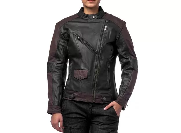 MOTEQ Мотокуртка кожаная Teacher WAX женская, Размер: L, Цвет: черный/коричневый
