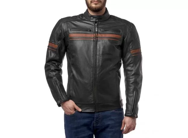MOTEQ Мотокуртка кожаная Challenger, Размер: M, Цвет: черный/коричневый