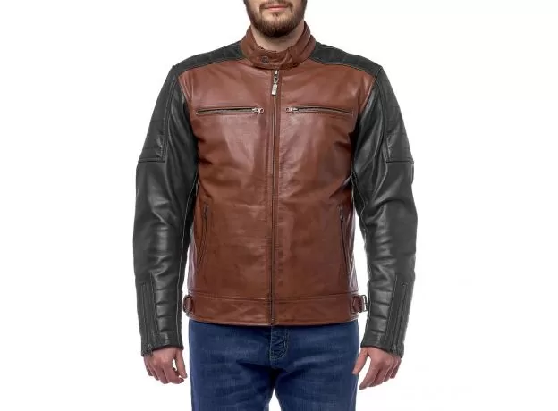MOTEQ Мотокуртка кожаная Bravo 7, Размер: L, Цвет: Коричневый/черный