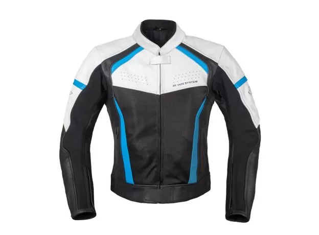 RUSH Мотокуртка кожаная BREATHER, Размер: S, Цвет: Черный/Белый/Синий