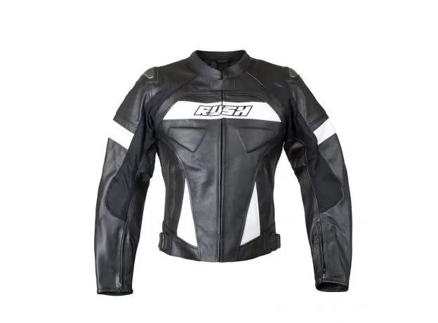 RUSH Мотокуртка кожаная CYBORG, Размер: S, Цвет: чeрный/белый
