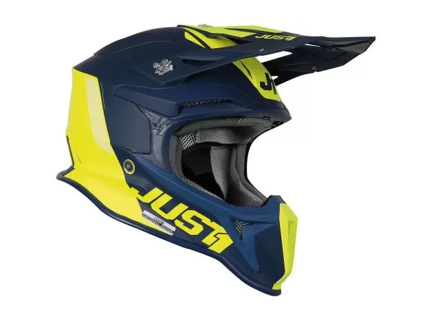 JUST1 Шлем J18, Размер: L, Цвет: желтый/синий матовый