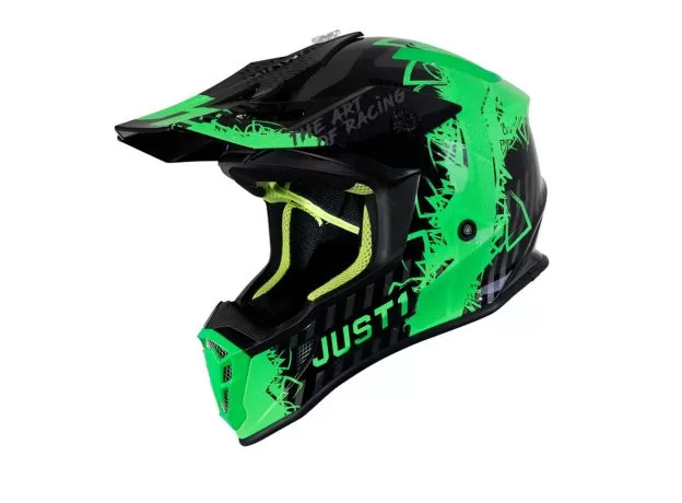 JUST1 Шлем J38, Размер: S, Цвет: зеленый/серый/черный
