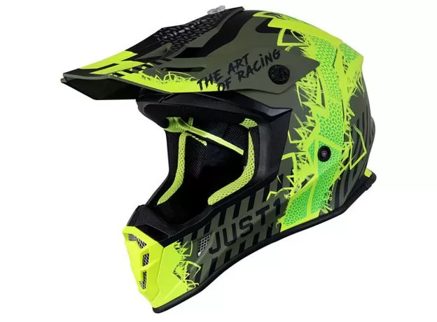 JUST1 Шлем J38, Размер: XS, Цвет: желтый/черный/хаки матовый