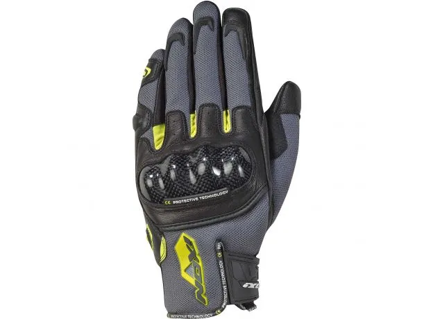 IXON Мотоперчатки RS Rise Air, Размер: S, Цвет: Black Grey Bright Yellow