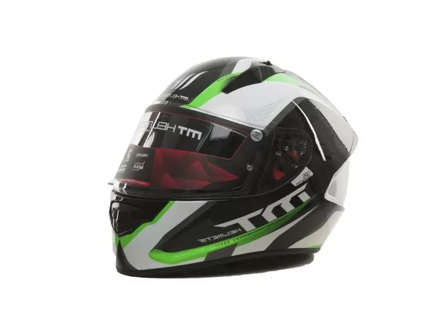 MT Шлем STINGER, Размер: S, Цвет: Gloss Metallic Black White Fluor Green