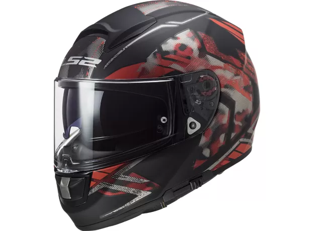 LS2 Шлем FF397 VECTOR EVO, Размер: S, Цвет: STENCIL Matt Black Red