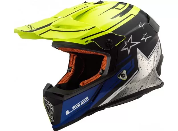 LS2 Шлем MX437 FAST, Размер: L, Цвет: CORE Matt Black H-V Yellow