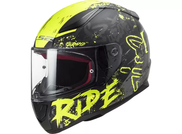 LS2 Шлем FF353 RAPID, Размер: S, Цвет: NAUGHTY Matt Black H-V Yellow