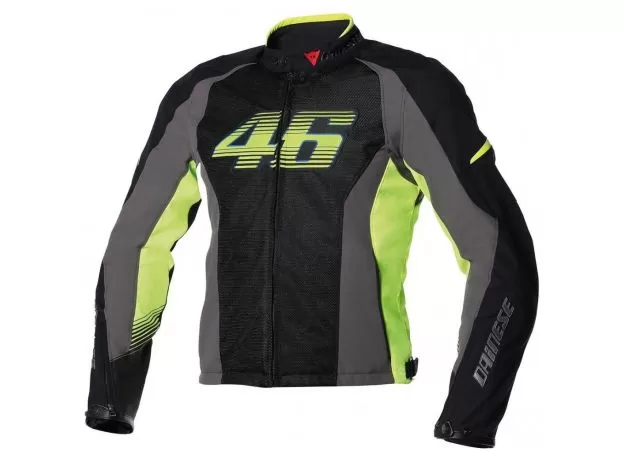 DAINESE Мотокуртка VR46 AIR, Размер: 50, Цвет: Black/Fluo-yellоw