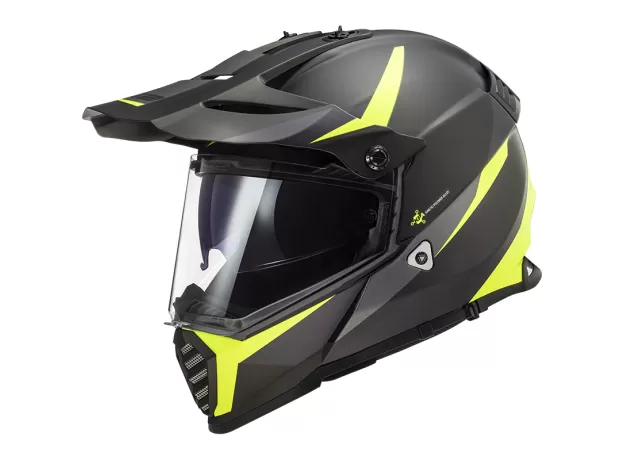 LS2 Шлем MX436 PIONEER EVO, Размер: S, Цвет: ROUTER Matt Black H-V Yellow