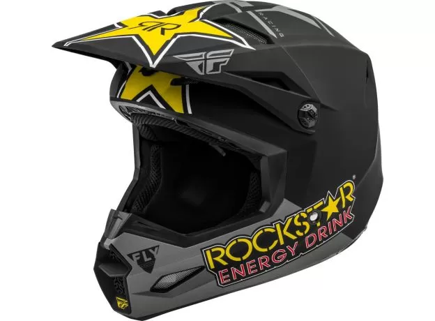 FLY RACING Шлем Kinetic, Размер: S, Цвет: Rockstar Matte Grey/Black/Yellow