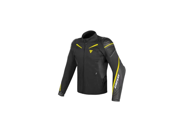 DAINESE Мотокуртка Street Master Leather-Tex, Размер: 52, Цвет: Black/Black/Fluo-Yellow